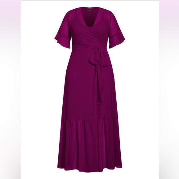 NEW City Chic flutter sleeve wrap maxi dress 16W - Picture 5 of 10